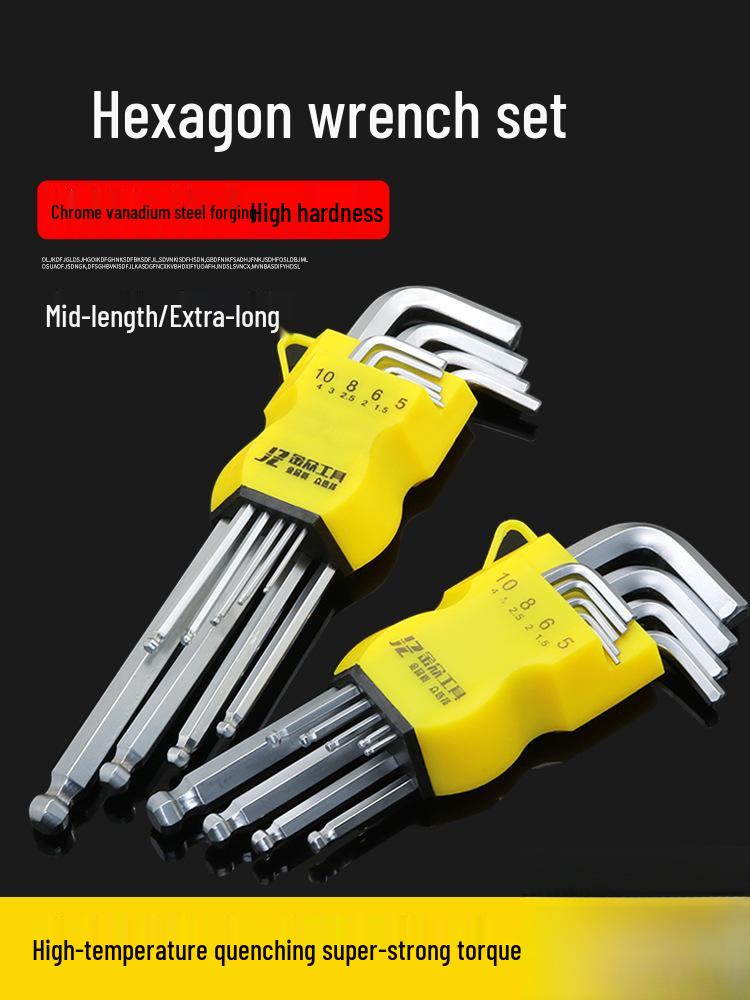 Chrome Vanadium Steel 9-Piece Hex Key & Torx Wrench Set
