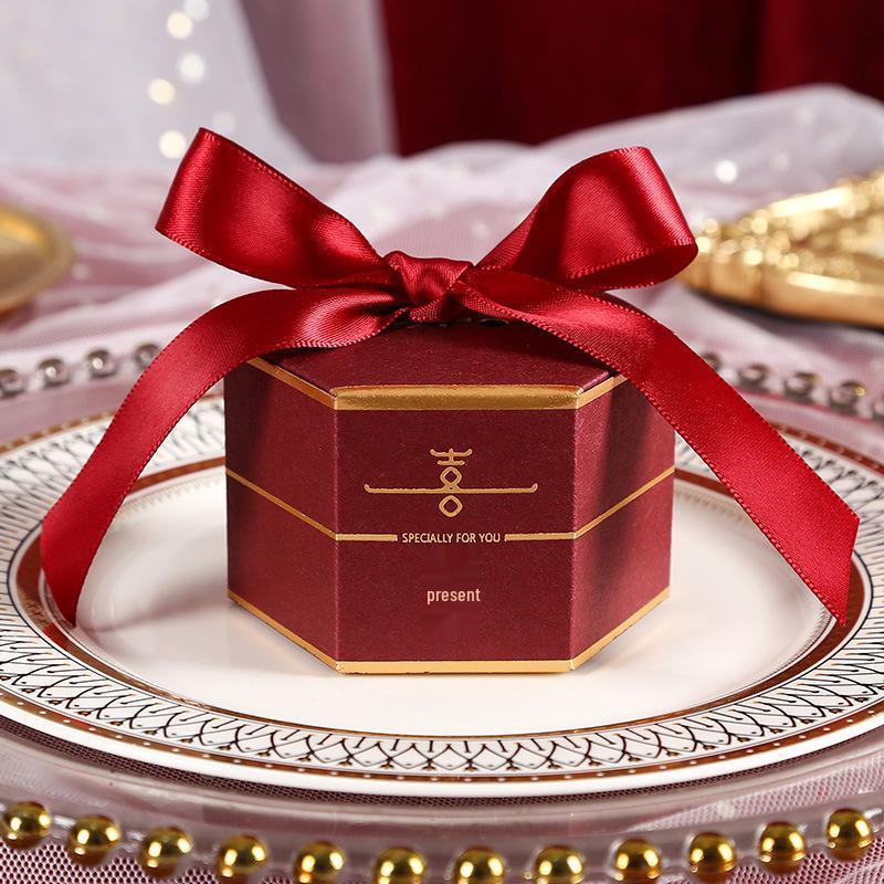 Шестиугольная свадебная подарочная коробка для конфет - Маленькая пустая бумажная коробка для упаковки