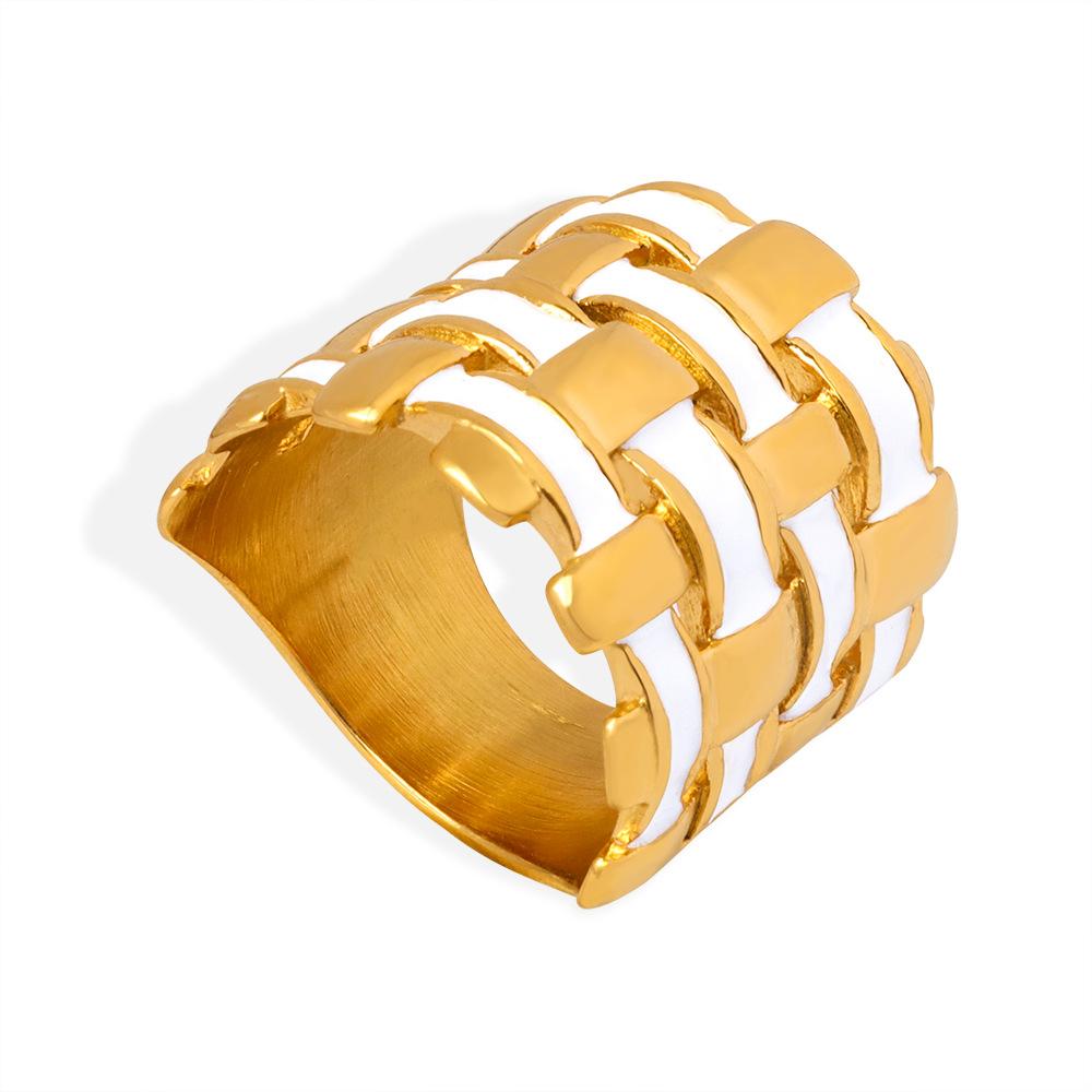 Stainless Steel Weave Wide Rings For Women Men 316L Black White Glaze Couple Rings Man Woman Female Ring Luxury Quality Jewelry