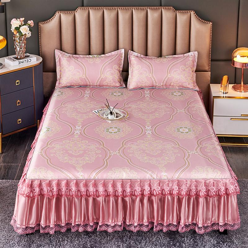 

Роскошный цветочный постельный подзор, летний кружевной прохладный коврик, дышащий, мягкий, европейский стиль, комплект постельного белья для спальни, комнаты в общежитии, машинная стирка 180x200cm 3pcs