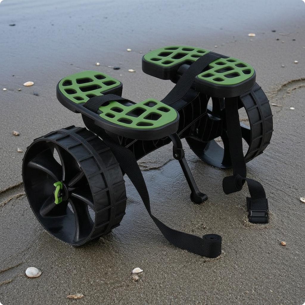 Beach Trailer Cart Foldable Load-Carrying Beach Cart Sand Wagon Mesh Storage Outdoor Carrier Umbrella Rack