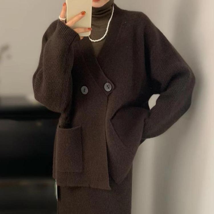 Women's Cardigans - Oversize Winter Cardigan Sweater Knitting Jacket Women Plus Size Casual Loose Fashion Solid Buttons Autumn Style