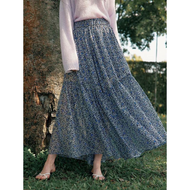 

ELLE Resort Floral A-Line Skirt M