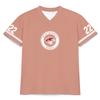 Women Fashion Jersey Style Casual Sports Top V Neck Loose Fit Short Sleeve Lightweight Pullover Shirt with University Logo and Number Print