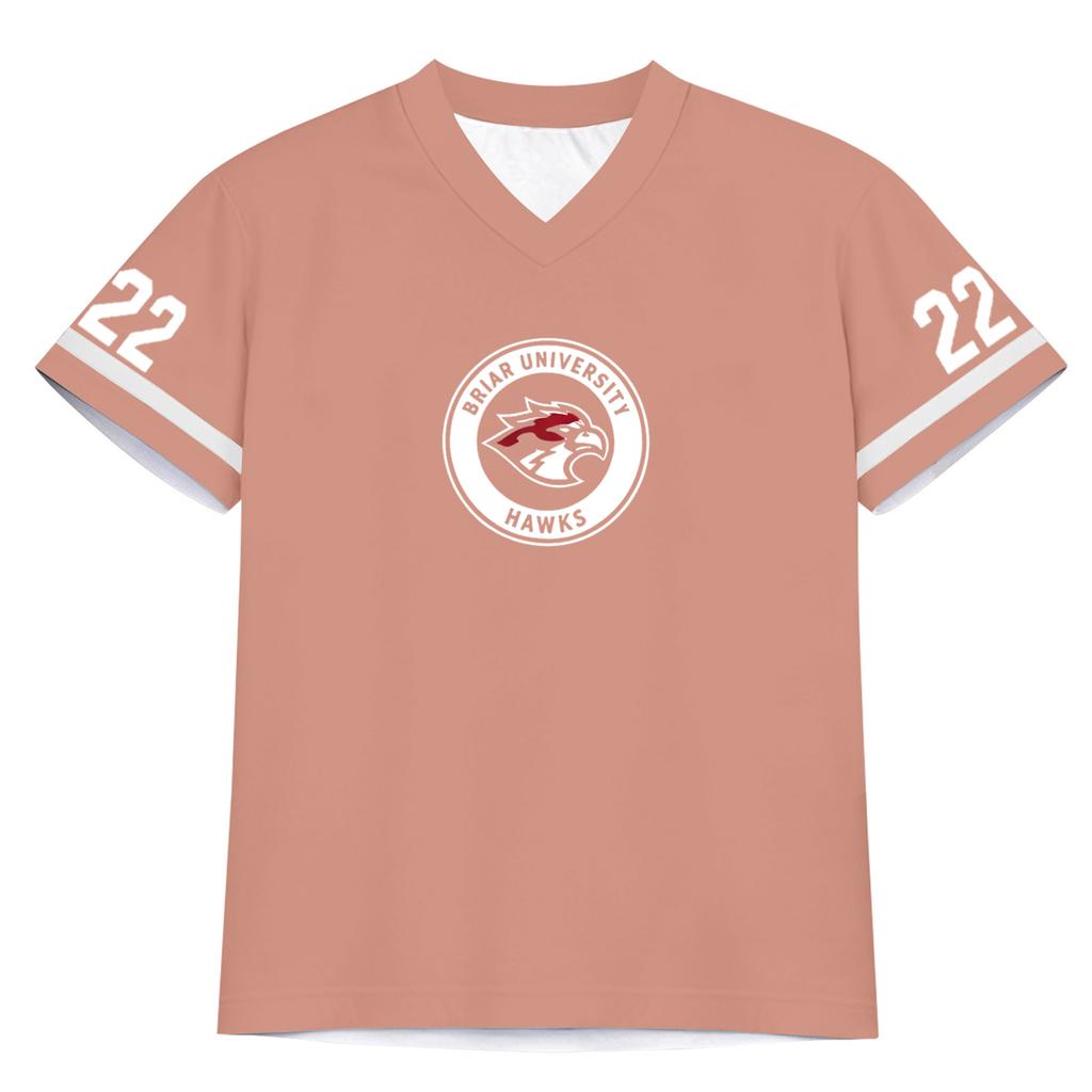 Women Fashion Jersey Style Casual Sports Top V Neck Loose Fit Short Sleeve Lightweight Pullover Shirt with University Logo and Number Print