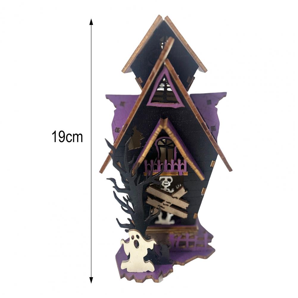 3d Haunted House Model Halloween Wooden Puzzle Diy Haunted House Wooden Puzzle Kit with Light-up Ghosts for Halloween Party