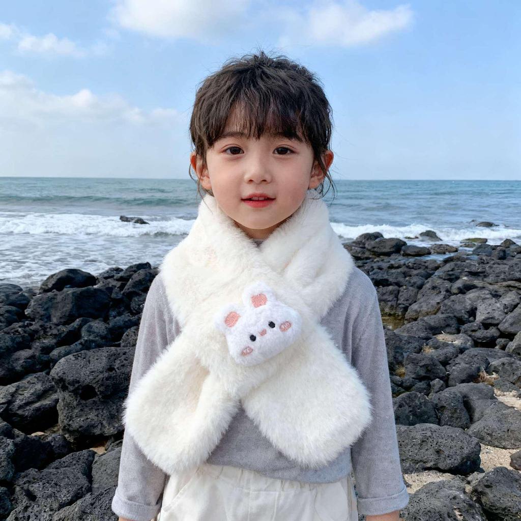 Autumn/Winter Heart Rabbit Children's Scarf - Cute Korean Style Warm Plush Baby Neck Warmer for Girls Cold Protection