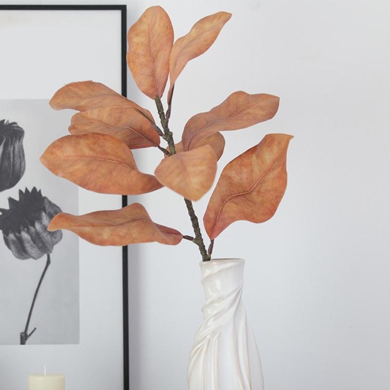 Artificial Magnolia Twig With Realistic PVC Touch Leaves And Bud For Wedding Floral Arrangement Festival Decoration