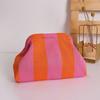 New Knitted Handbag Striped Cloud Large Capacity Daily Versatile Contrasting Color Clip Bag