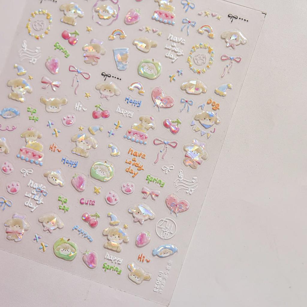 Adorable Watermelon Ice Cream 5D Nail Art Stickers Cute Bowknots Chill Ice Cubes Jelly Sweet Manicure Decal DIY