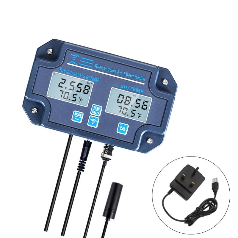 6 in 1 Digital Water Tester with WiFi Data Transfer Measure Acidity Salinity for Home Farming Laboratory
