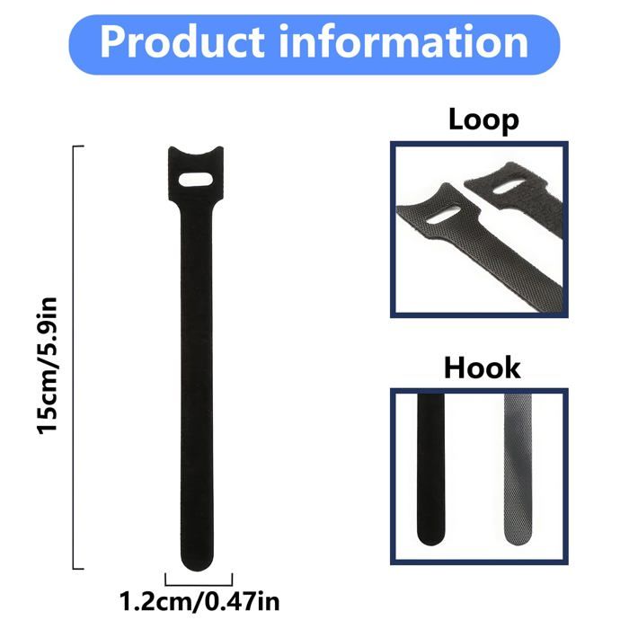 Sangles de câble réglables - AIMOONSA - Lot de 100 - Nylon - Réutilisables - Boucle à œillet