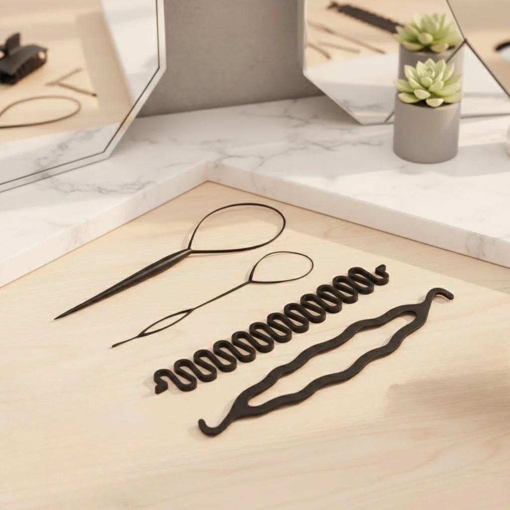 

4Pcs Hair Curler Set Braided Hair Curling Tool Double Hook Sponge Bar Hair Styling Device for Women Men