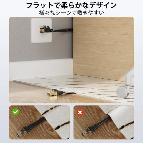 LAN Cable 3M CAT8 Flat Ethernet Cable 40Gbps/2000MHz Gold Plated PoE Power Supply 28AWG Waterproof Internet Cable STP Shielded Superluminal Cable for