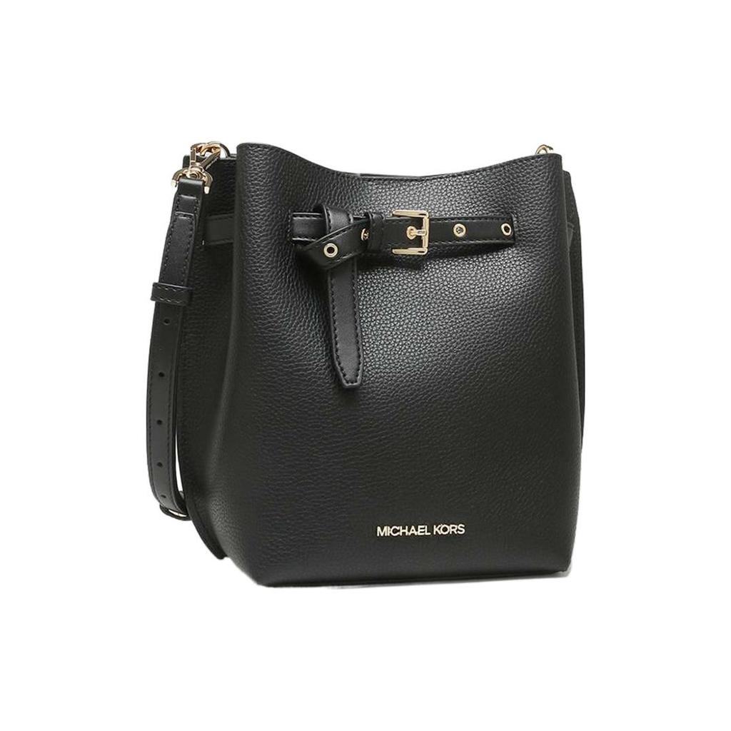 New MICHAEL KORS Emilia Cow Leather Shoulder Bag, Crossbody Bag Trumpets Women's Pure Black 35S1GU5M1T-001