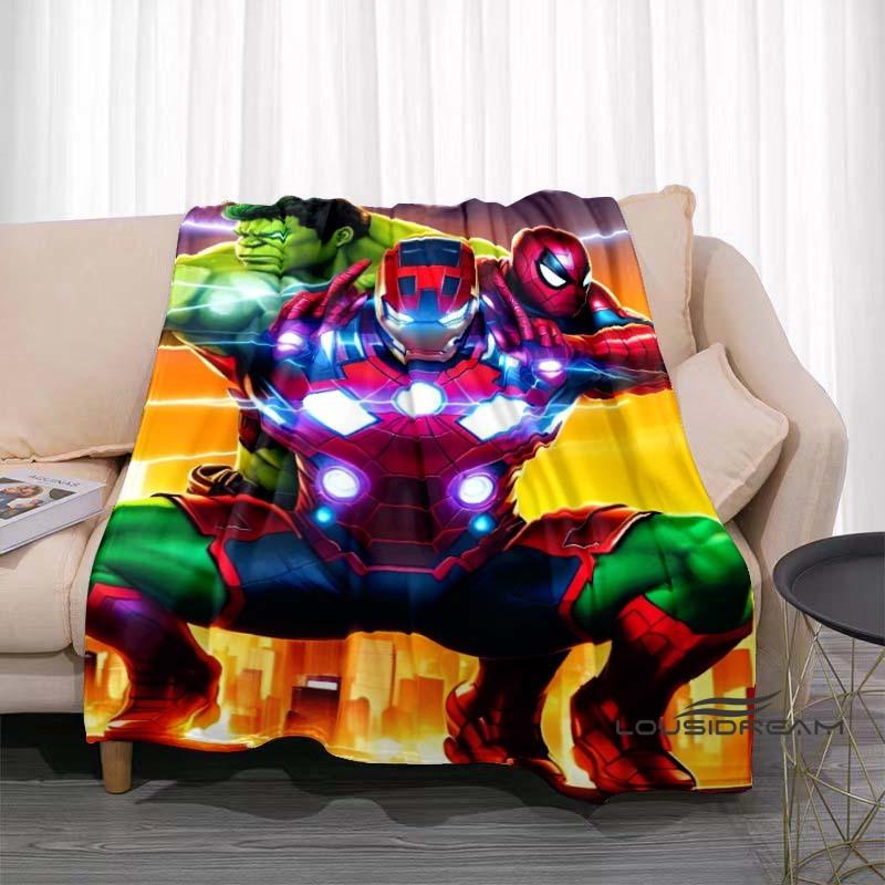 Available In Various Sizes, These Cartoon Iron Man Blankets Are Soft, Fluffy Flannel Blankets Perfect for Use On Sofas, In The