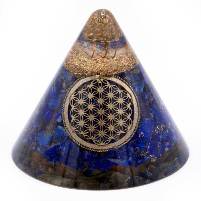 Orgonite Cone Lapis Flower of Life Quartz 90mm