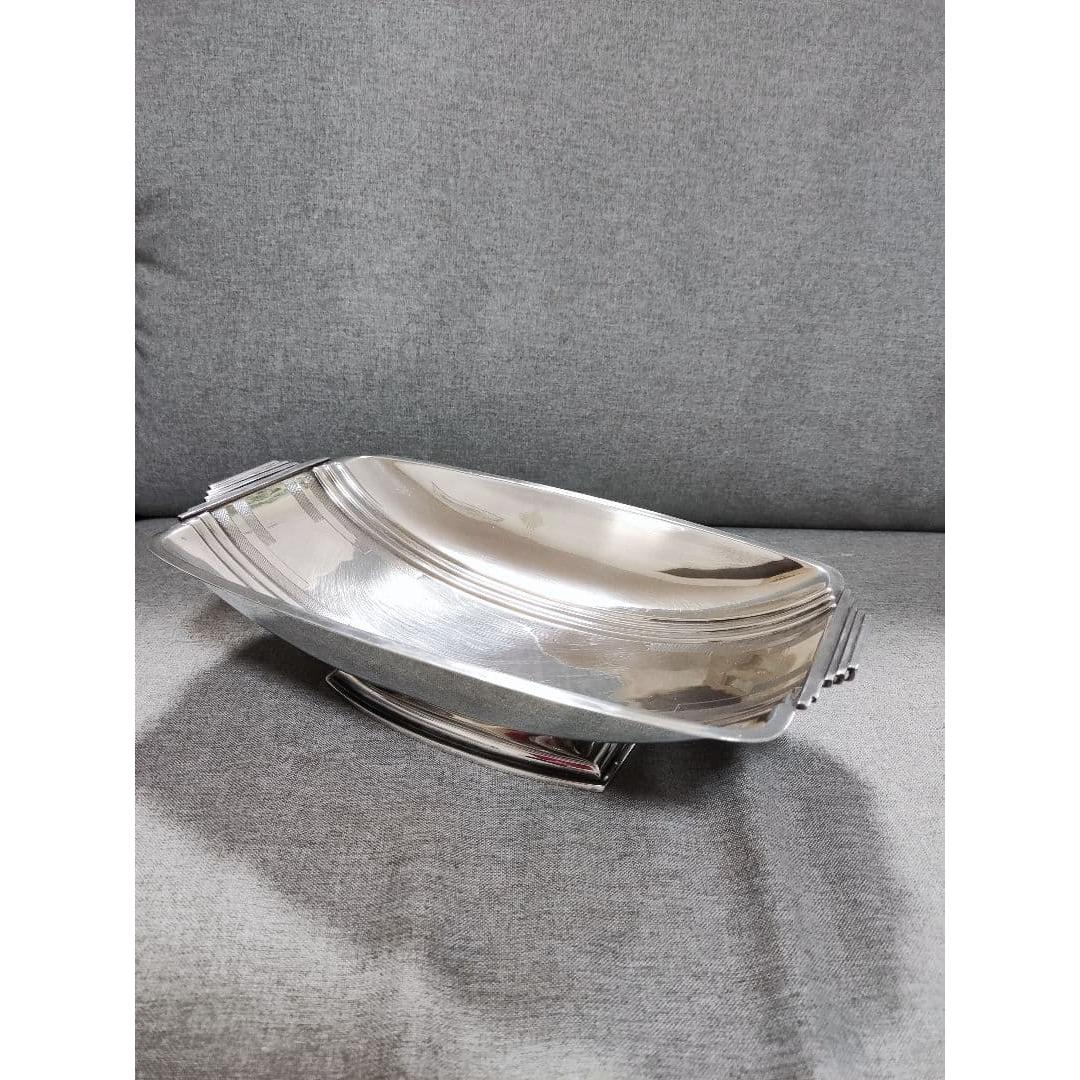 Used British Bon Bon Dish Basket Tray Silver Plate Art Deco