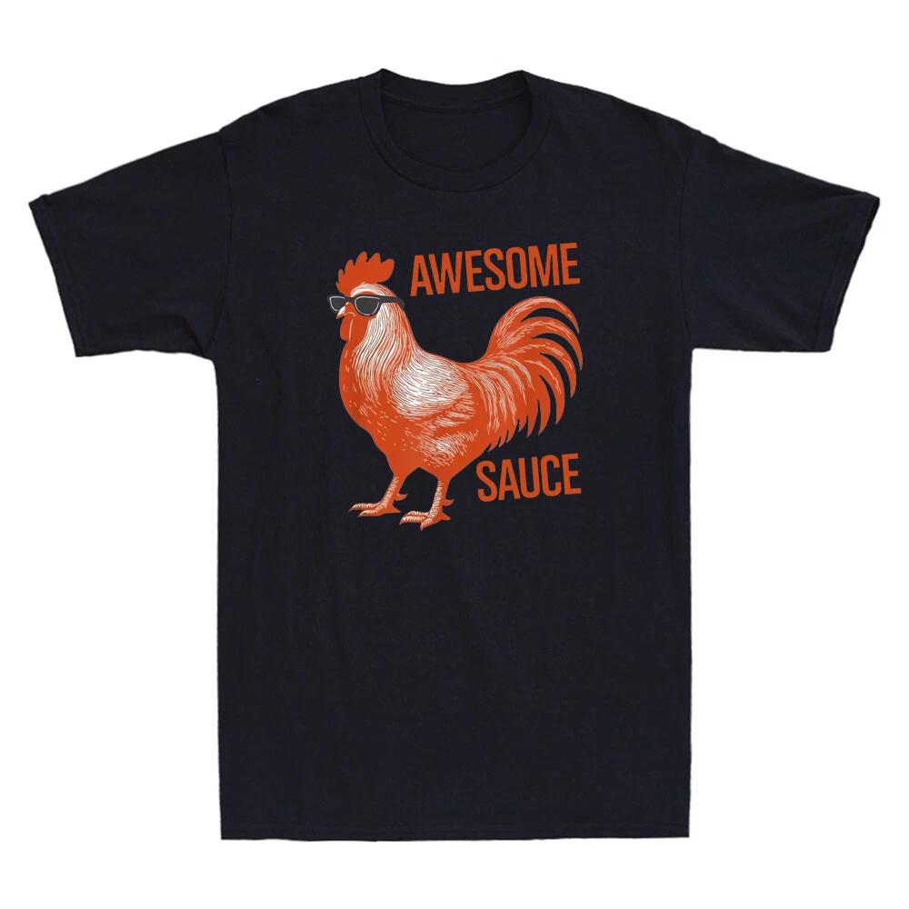 Awesome Sauce With Picture Of Glasses Rooster Novelty Men s Short Sleeve T-Shirt XL
