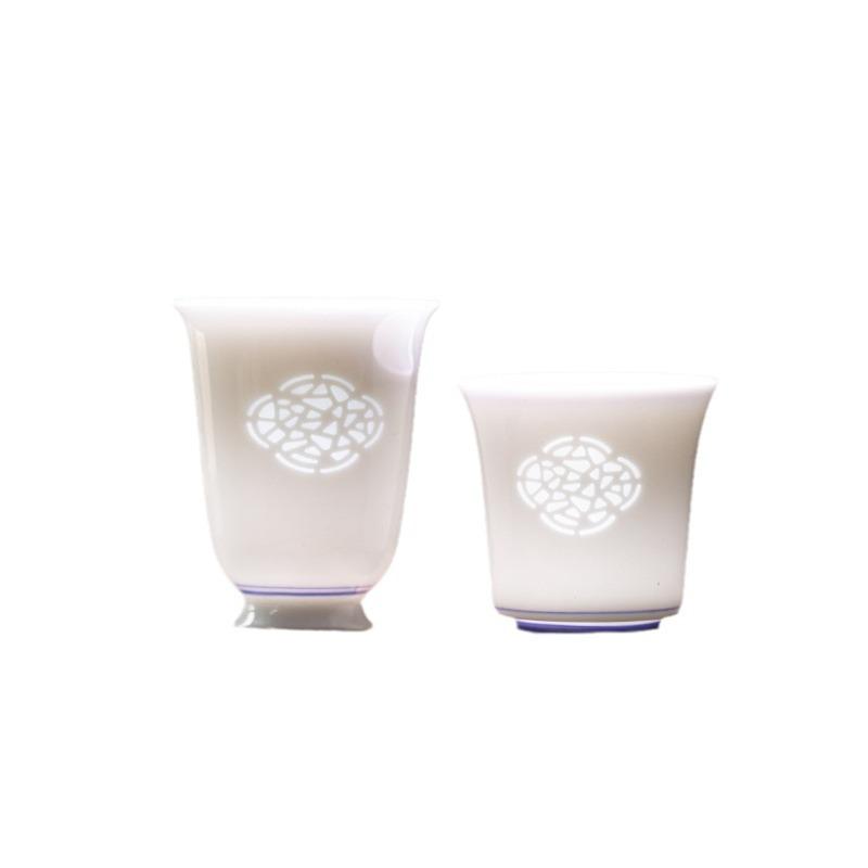 Exquisite Window Paper Magnolia Cup White Porcelain Ceramic Master Cups Chinese Kung Fu Tea Set Teaware Tea Ceremony Accessories