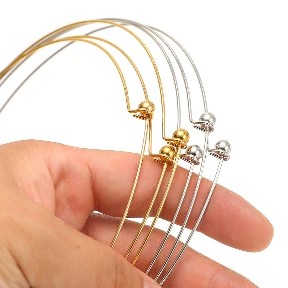 1 Piece 304 Stainless Steel Wire Collar Choker Necklace Round with Removable Ball End Cap Handmade DIY Jewelry Making 45cm Long