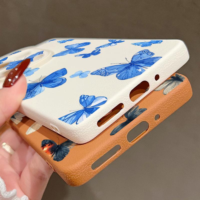 Butterfly Pattern Silicone Soft Case for Xiaomi 13t Poco X6 M6 Pro Redmi Note 14 13 12 11 10 Pro Shockproof Leather Texture Plain Color Cover