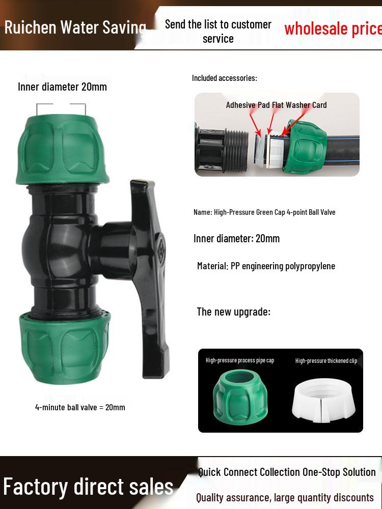 Quick Connect Ball Valve & Coupling Set for PE Water Pipes (1/2", 3/4", 1")