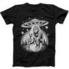 Bigfoot Alien And UFO In Forest Night Believe Funny Gift Black T Shirt 226