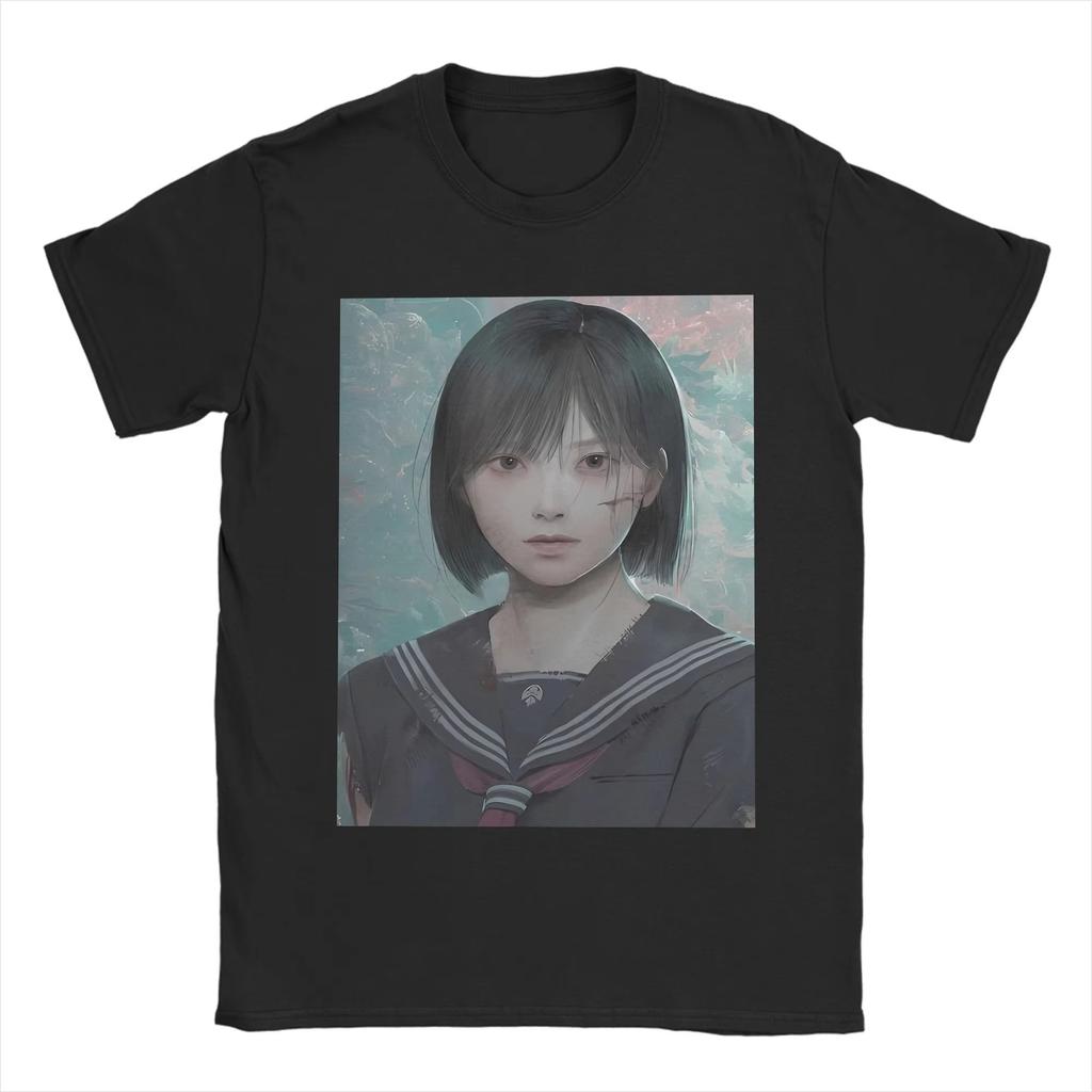 Silent Hill F Game Hinako Men's T Shirt Vintage Tee Shirt Short Sleeve O Neck T-Shirts Cotton Gift Idea Clothes