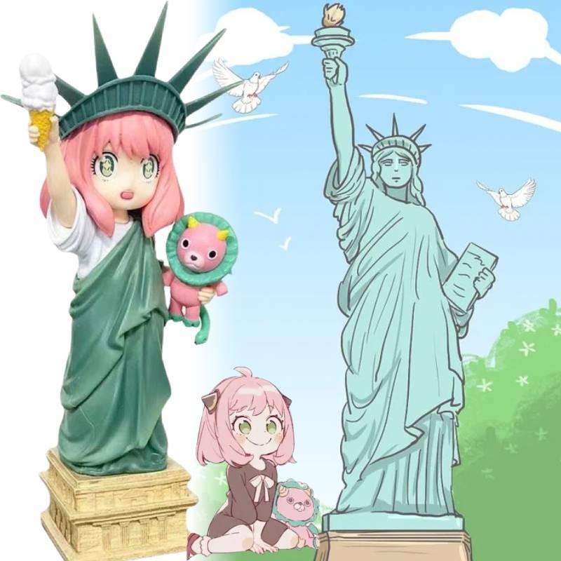 Anya Spy Family Statue Of Liberty Anime Figure Cute Cosplay Model Xmas Gift