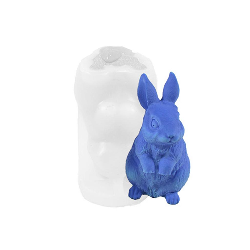 Ins Easter Rabbit Candle Mold Diy Aromath Gypsum Sit Up and Look Up Sitting Rabbit with Drooping Ears Silicone Mold