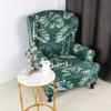 Elastinis fotelio užvalkalas, atspausdintas pasvirusiosios rankos karaliaus atlošo kėdės užvalkalas, elastingas užvalkalas De Sillon Wingback nugaros kėdės užvalkalas