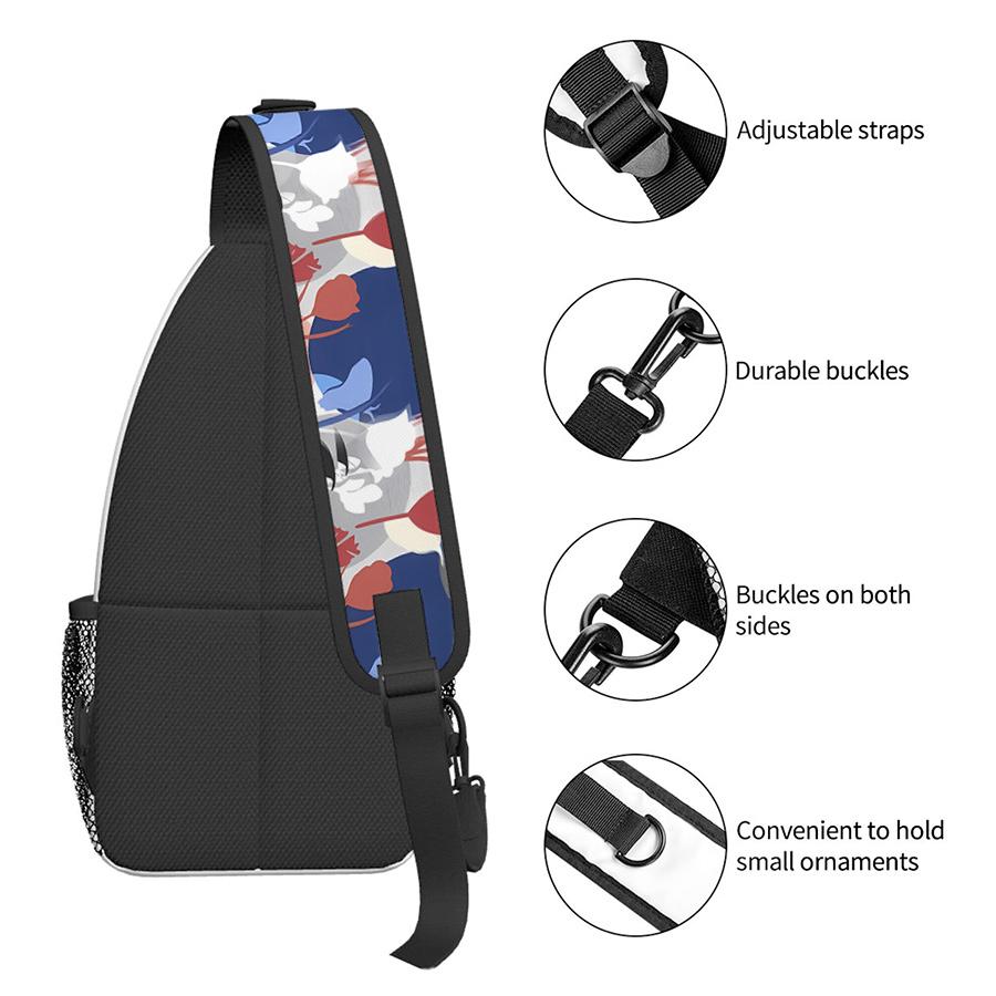 Blumenast-Muster Brusttasche Junge/Mädchen Bestes Geschenk 2D Cartoon Große Kapazität Sport Freizeit Mode Fitness Tasche für Kinder