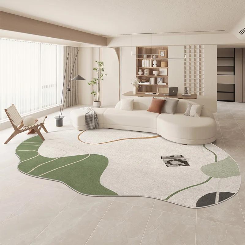 Large Area Green Rugs for Bedroom Nordic Living Room Decoration Shaped Carpet Irregular Plush Lounge Rug Home Thick Washable Mat