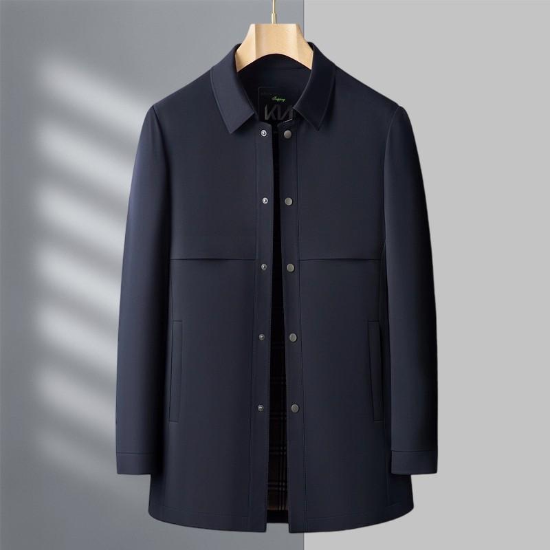 

Мужской тренч средней и длинной длины, новый весенне-осенний, для мужчин среднего и пожилого возраста, повседневная деловая куртка 4XL темно-синий