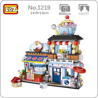 LOZ 1219 Architettura Strada di città Gelateria Negozio Ristorante Gatto Mini Blocchi Mattoni Giocattolo da costruzione per bambini Regalo senza scatola