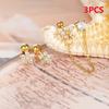 3PCS Fashion Stainless Steel Zircon Flower Stud Earrings Set for Women Double Hole Chain Helix Tragus Cartilage Piercing Jewelry
