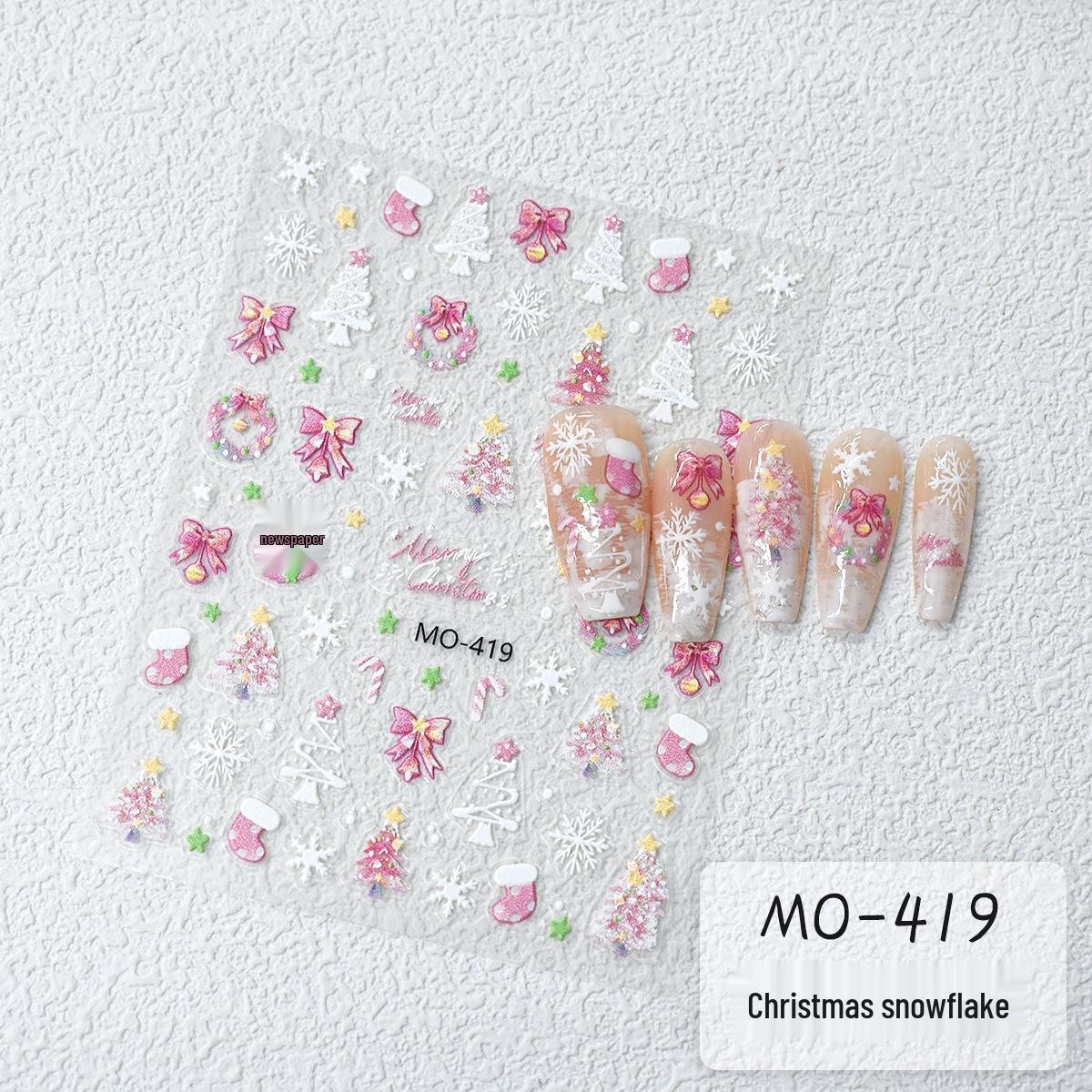 

5D-тисненые рождественские наклейки для ногтей: Снежинки, Дед Мороз и многое другое с клейкой основой