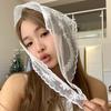 Sciarpa per capelli in pizzo floreale intrecciato bianco, avvolge le donne, foulard triangolare retrò, cappello, fascia per foto da viaggio, accessori per capelli