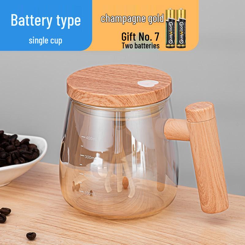 Tazza in Vetro con Mescolatore Automatico e Coperchio per Caffè, Latte e Latte di Soia