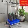 Movable Stainless Steel Mop & Broom Hanger - Floor-Standing Punch-Free Storage Rack for Balcony & Bathroom