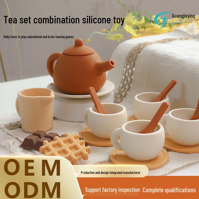 

Kids Silicone Tea Party Play Set with Teacups, Teapot, and Dessert