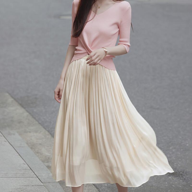 

Elegant Iridescent Flowy Midi Skirt M