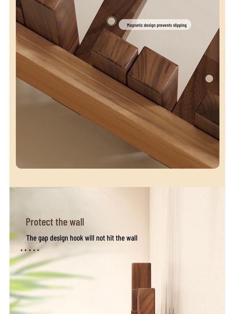Piano Key Wall-Mounted Solid Wood Coat Rack for Entryway & Bedroom