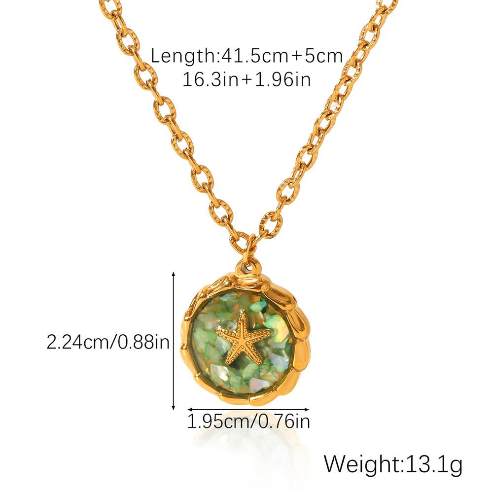 

Boho Fashion Mint Green Abalone Shell Pendant Necklace Ring for Women Girl Stainless Steel Clavicle Chain Summer Beach Jewelry