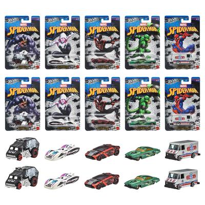 Hot Wheels Assortimento Giocattoli Tematici Entertainment Diecast Scatola Età - Auto da Cavalcabile Spider-Man, Set da 10 Pezzi, 3+, Multicolore GDG83-987L