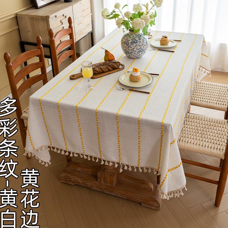 

Hot-Selling Nordic Striped Multi-Color Tablecloth Square Coffee Table Dining Table Decoration Home Wear-Resistant 90*90cm