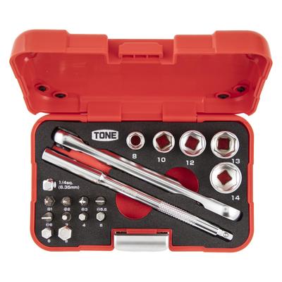 TONE Steckschlüssel-Bit-Set MIX21620P Bit-Einsatz Rot Inhalt 18 Stück &6,35mm (1/4 ")