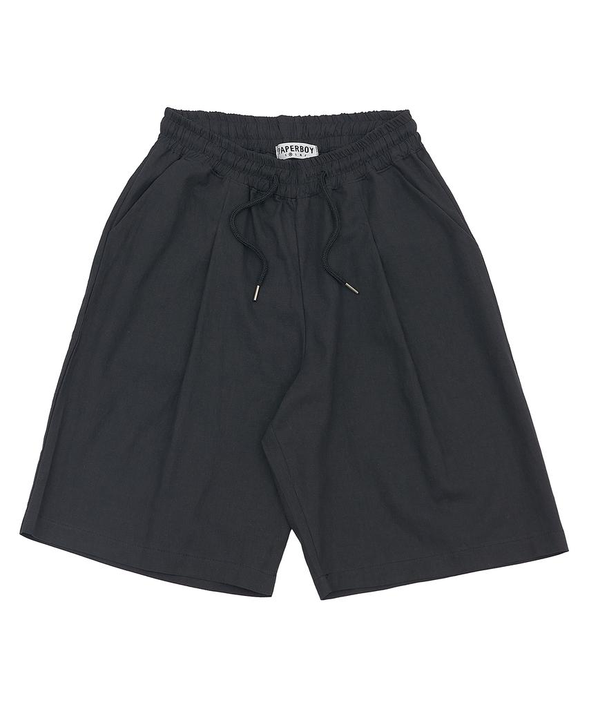PAPERBOY Linen Bio Pintuck Half Pants - Khaki Brown