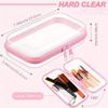 Cosmetic Storage Box, Transparent Hard Zipper Case,Portable Travel Organizer Suitable for Cosmetics,Building Blocks, And Puzzles